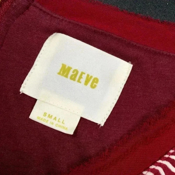 Maeve Anthropologie Women's Red White Puckered Striped Fringe Shift Dress Small - Picture 7 of 12